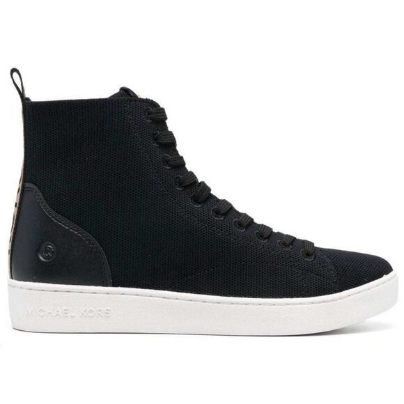 Michael Kors Edie Knit Lace Up High Top Sneakers Black Womens Size 8.5 NEW - Picture 1 of 5